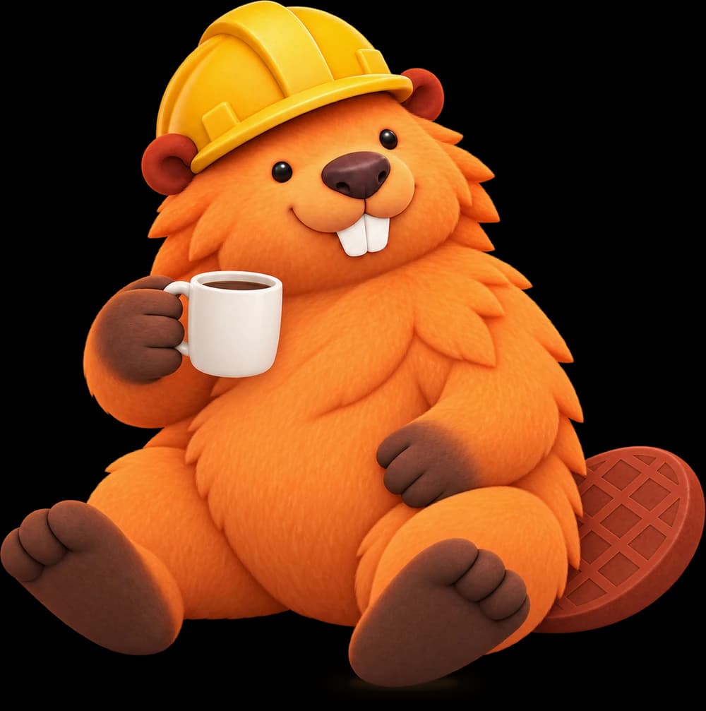 Patchy sitting back with a cup of coffee